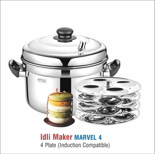 Mintage Marvel 6 Stainless Steel Idli Cooker 6 plate Set 24 Pcs Standard Idli