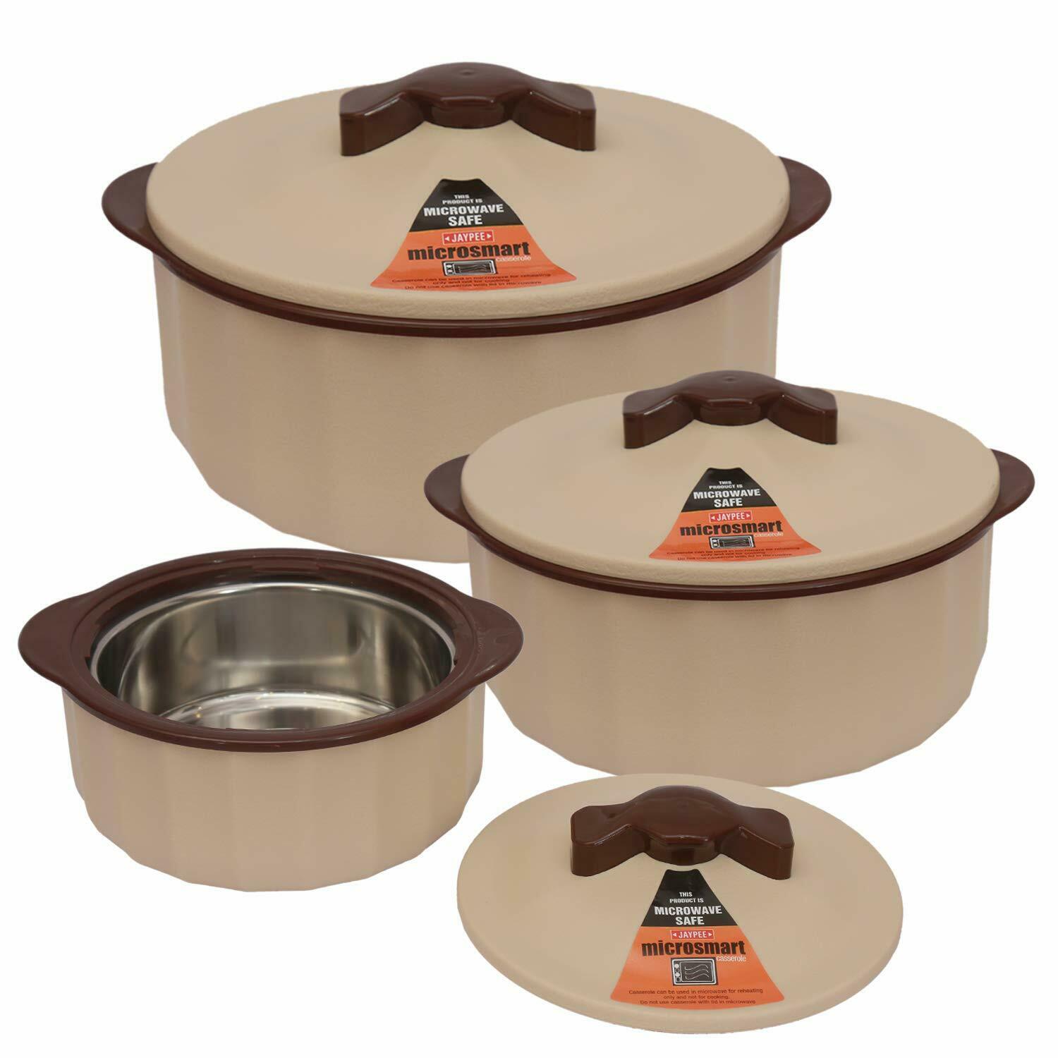 Jaypee MicroSmart Set of 3 Casserole Hot Pot Set 2000+1500+1000 ml Swiss Coffee