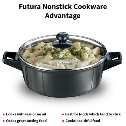 Futura Nonstick 3 Ltr Cook n Serve Bowl With Glass Lid By Hawkins NCB30G