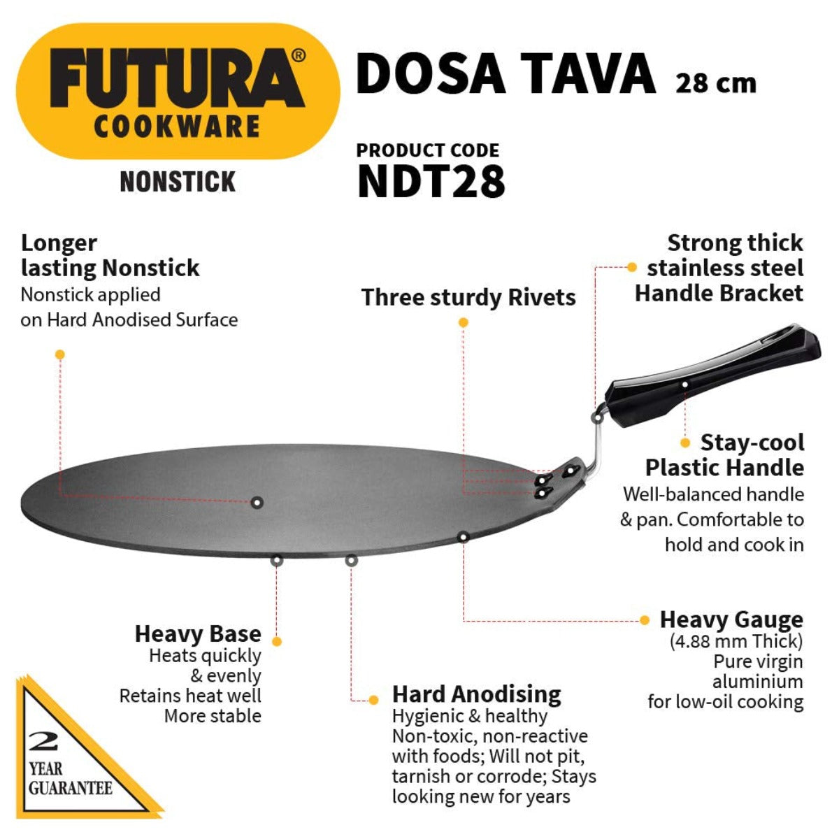 Futura Nonstick Dosa Tava/Tawa by Hawkins NDT28