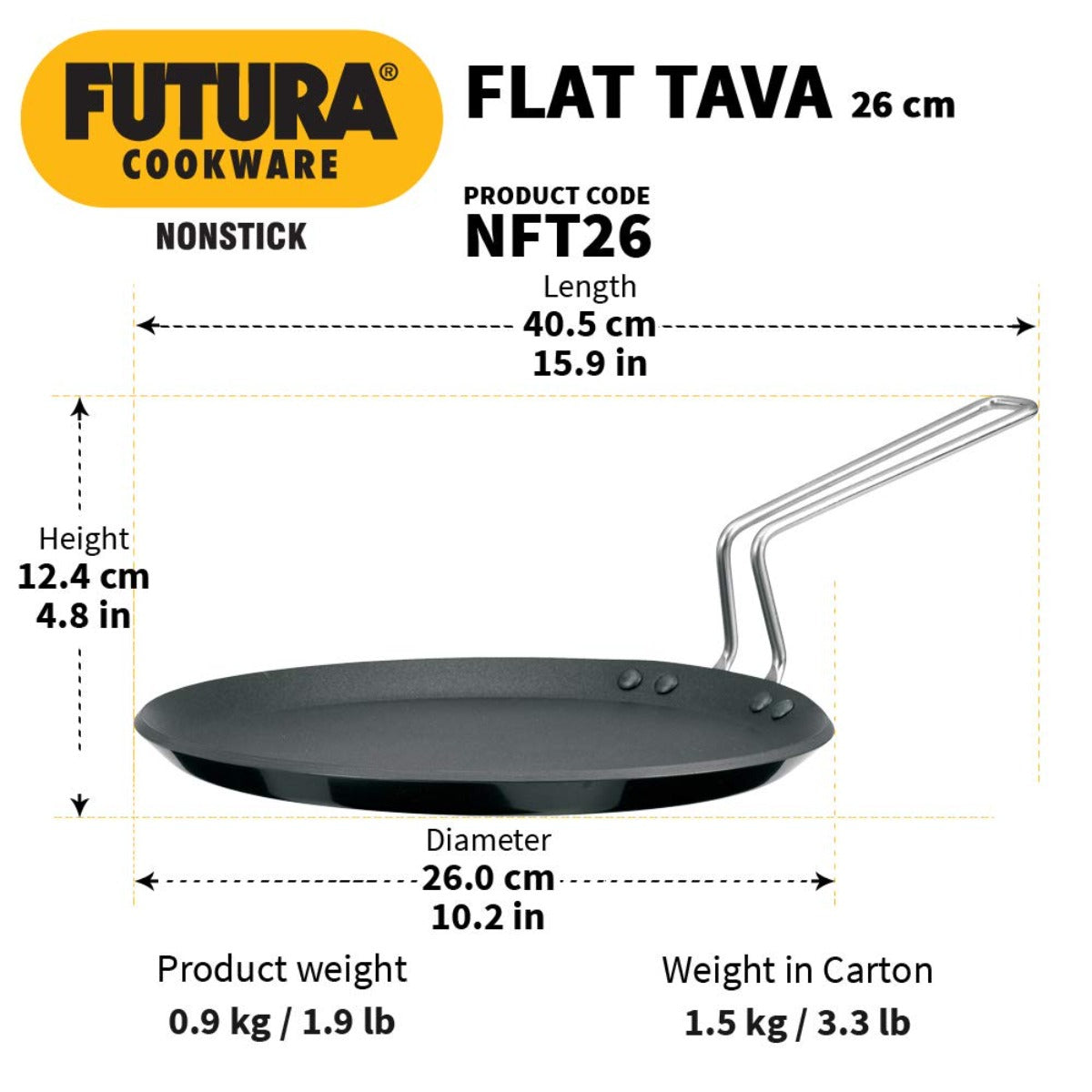 Futura Nonstick Flat Tava Griddles by Hawkins NFT26