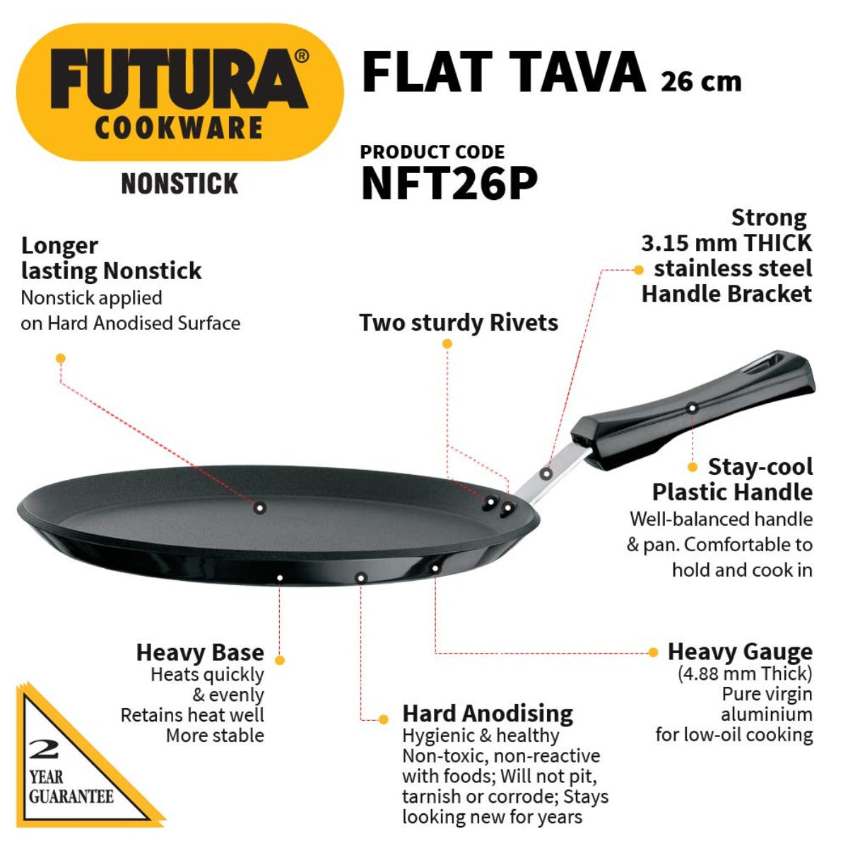 Futura Nonstick Flat Tava Griddles by Hawkins NFT26P