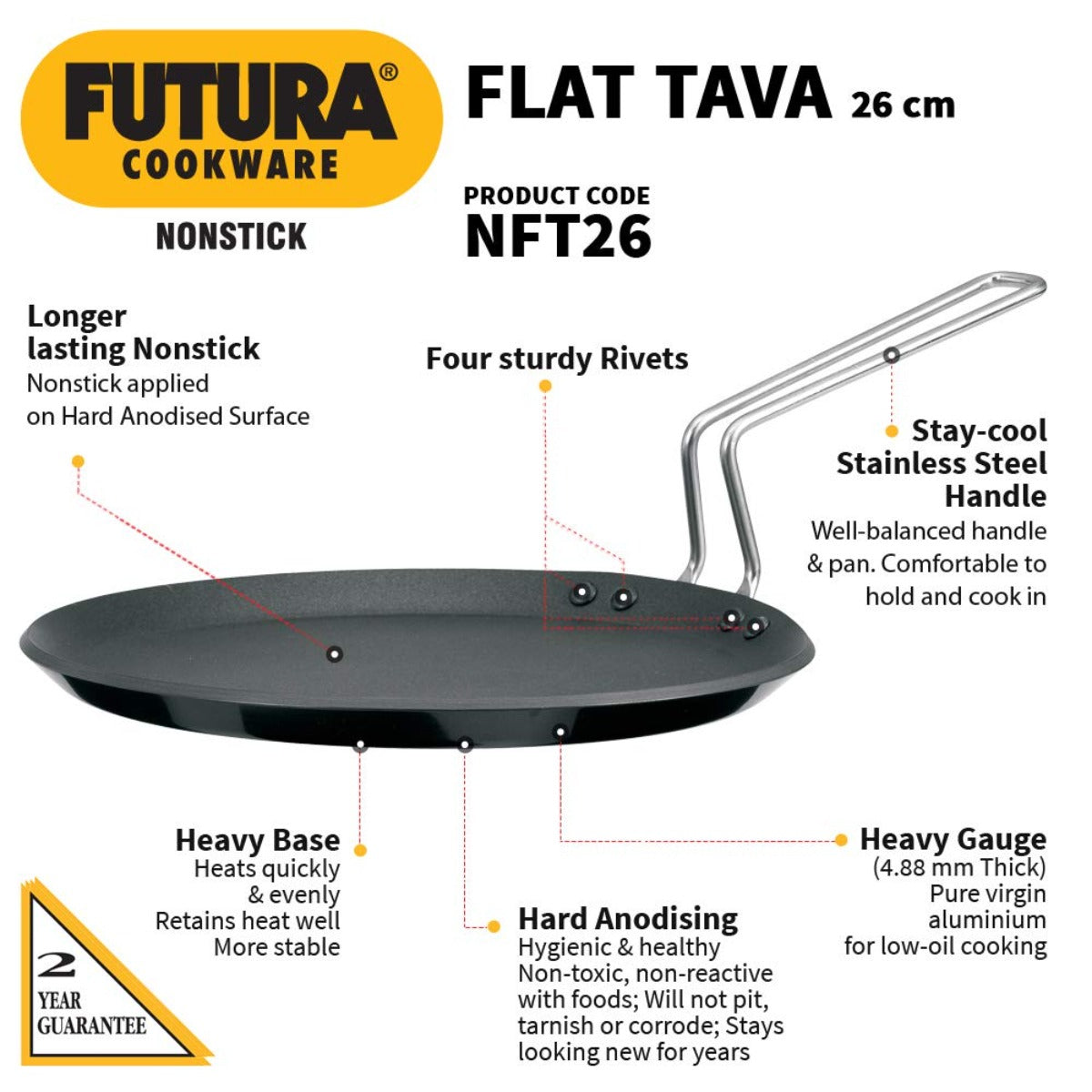 Futura Nonstick Flat Tava Griddles by Hawkins NFT26