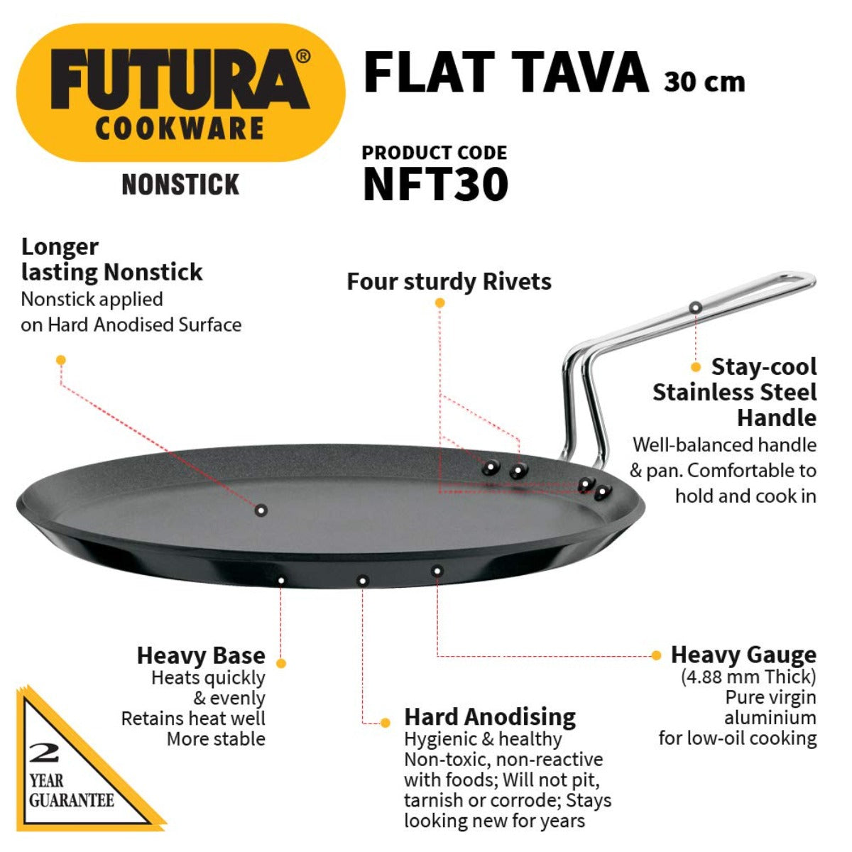 Futura Nonstick Flat Tava Griddles by Hawkins NFT30